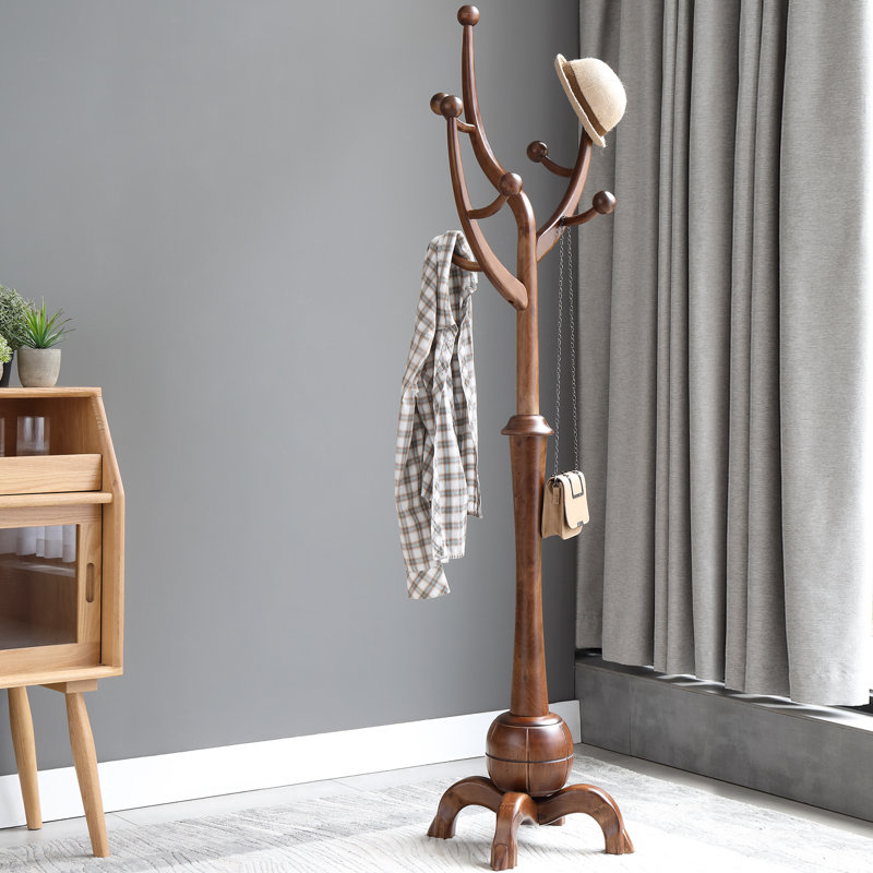 Wildon Home® Janiya 8-Hook Solid Wood Freestanding Coat Rack